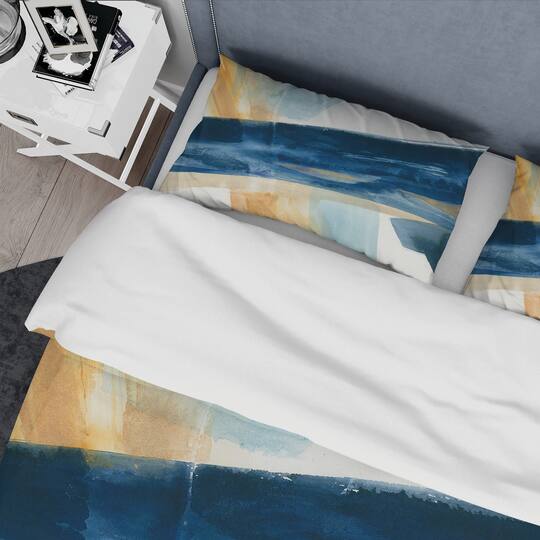 Designart 'Indigo Panel I' Geometric Bedding Set - Duvet Cover & Shams